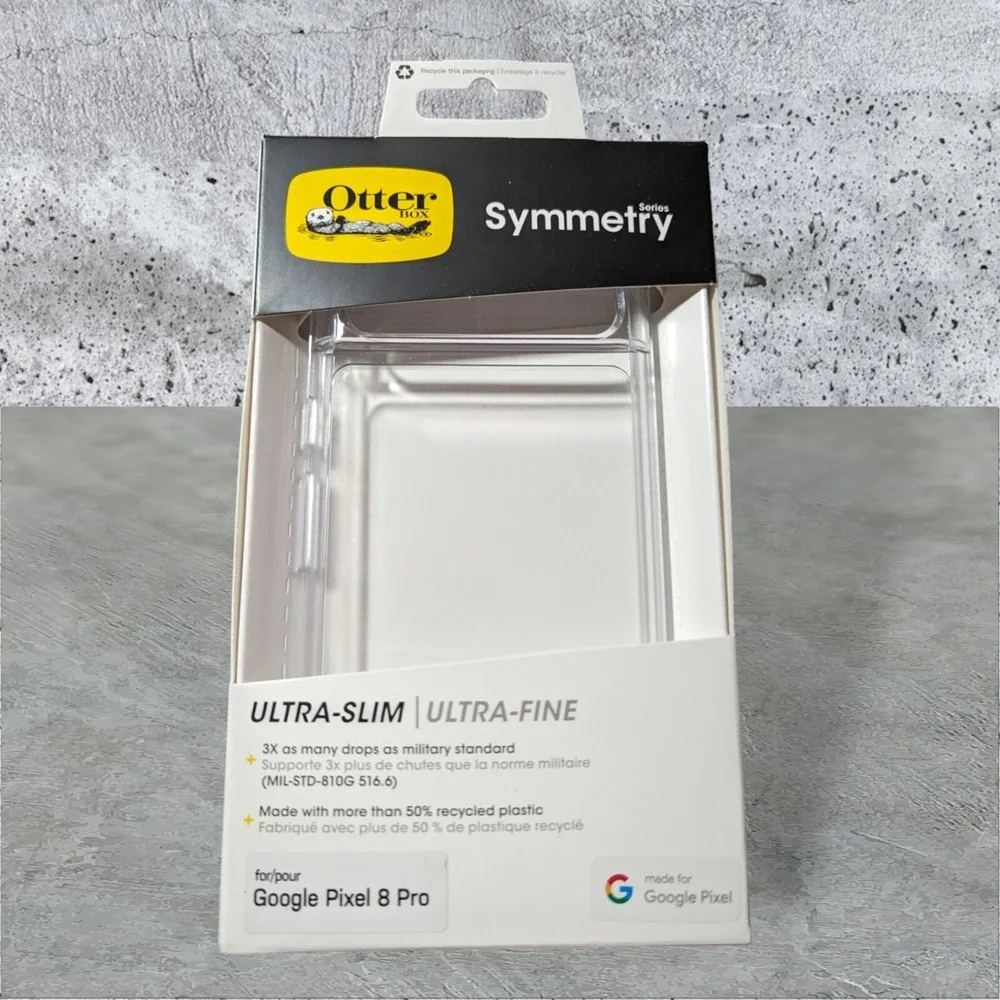 Y3. OtterBox Symmetry Series Case Ultra-fine for Google Pixel 8 Pro - Clear New